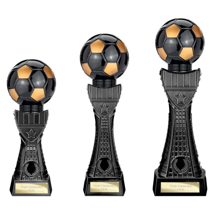BLACK VIPER TOWER FOOTBALL BALL RESIN TROPHY - 3 SIZES - 24CM - 30.5CM